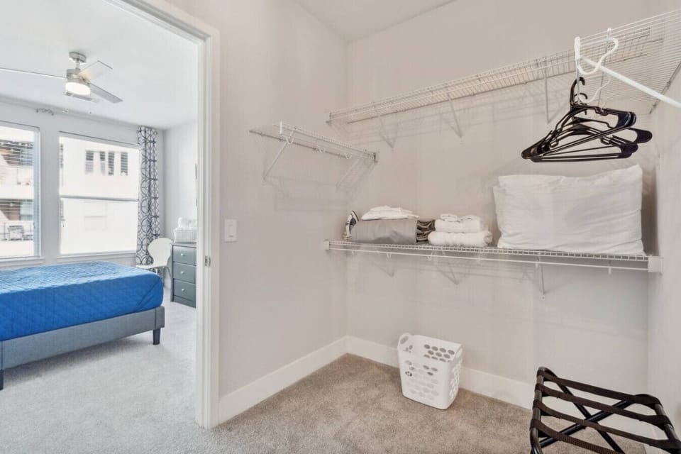 large Closet, air mattress, cart for groceries