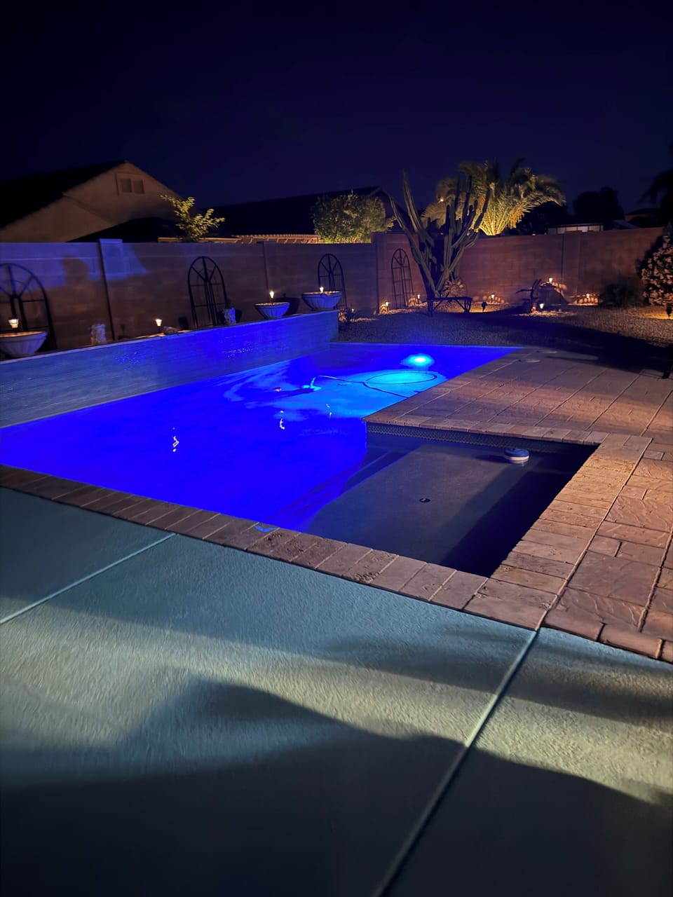 Evening view back yard