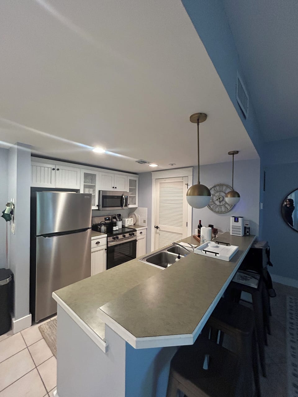 Kitchen with Counter Bar Seating for Four