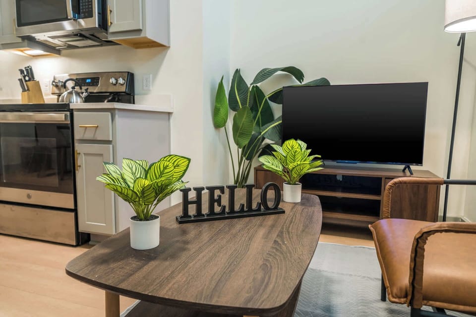 Living Room: Enjoy an Intimate, modern living area perfect for small gatherings.