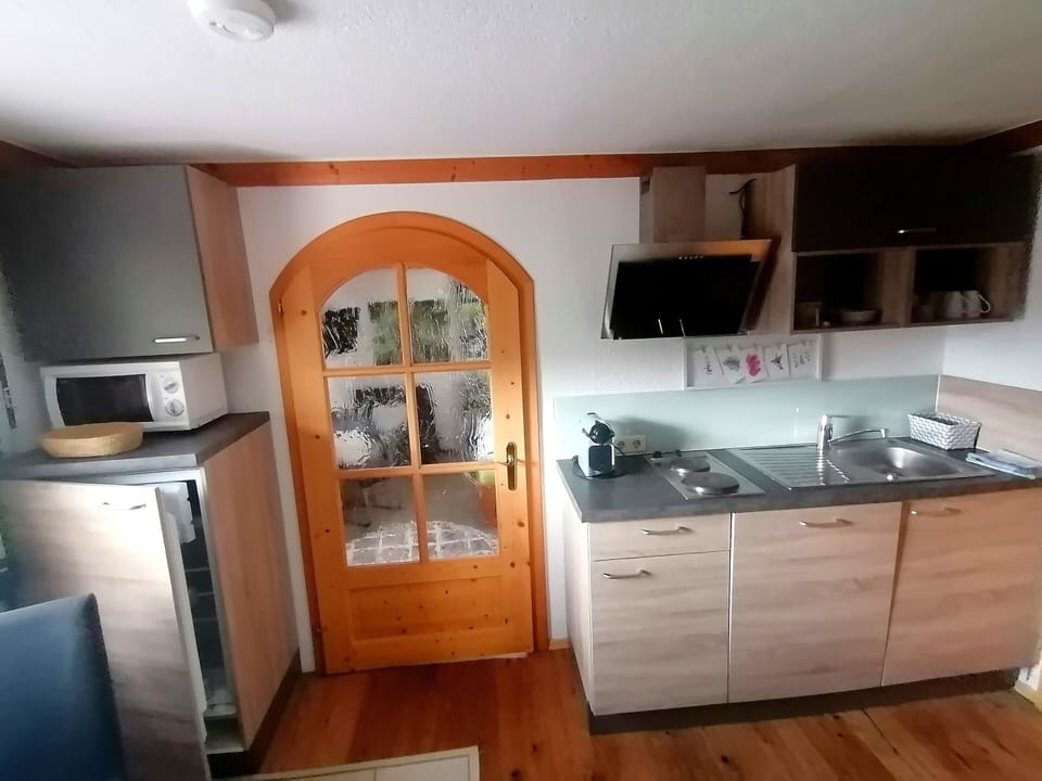 Fridge, microwave, coffee/tea maker, electric kettle