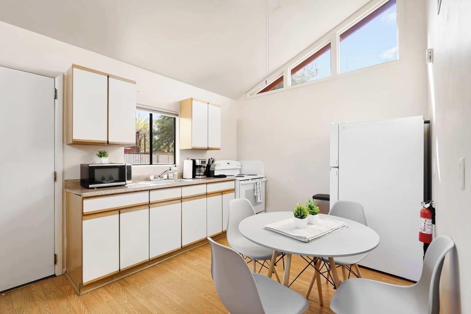 Host a dinner or enjoy takeout in this comfortable and inviting dining area.