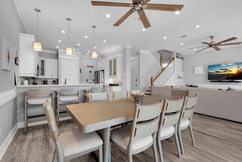 Dining table with seating for eight