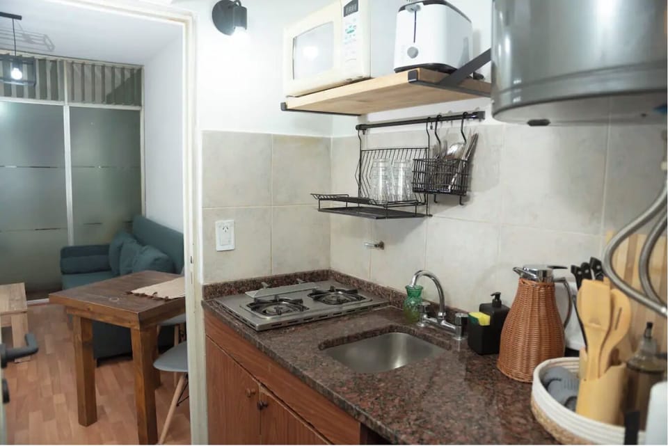 Apartment | Private kitchen | Full-size fridge, microwave, stovetop, toaster