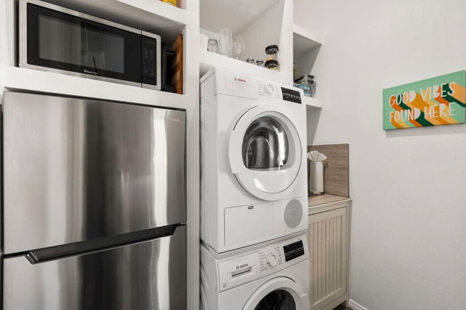 Convenient in-unit laundry setup to keep longer stays easy & stress-free.