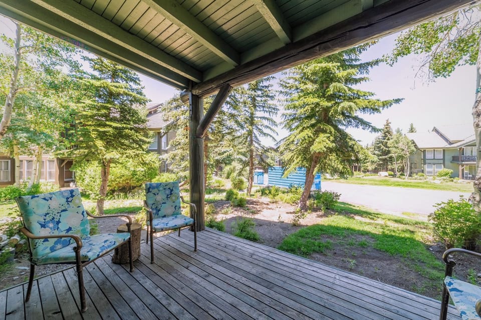 Private porch with seating to enjoy the fresh mountain air and scenery.