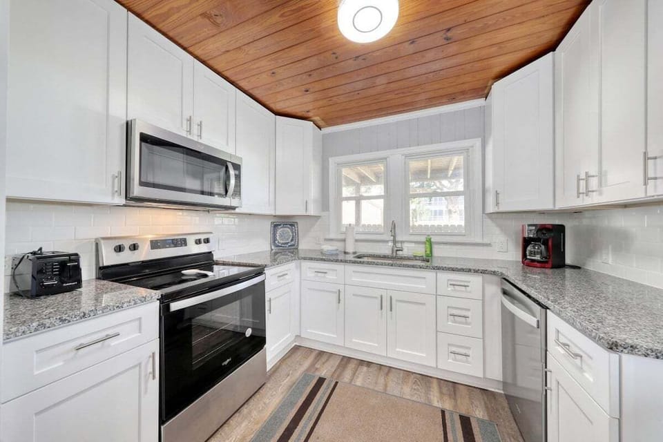Updated with full-sized appliances.  Everything you need to prepare meals in your home away from home.