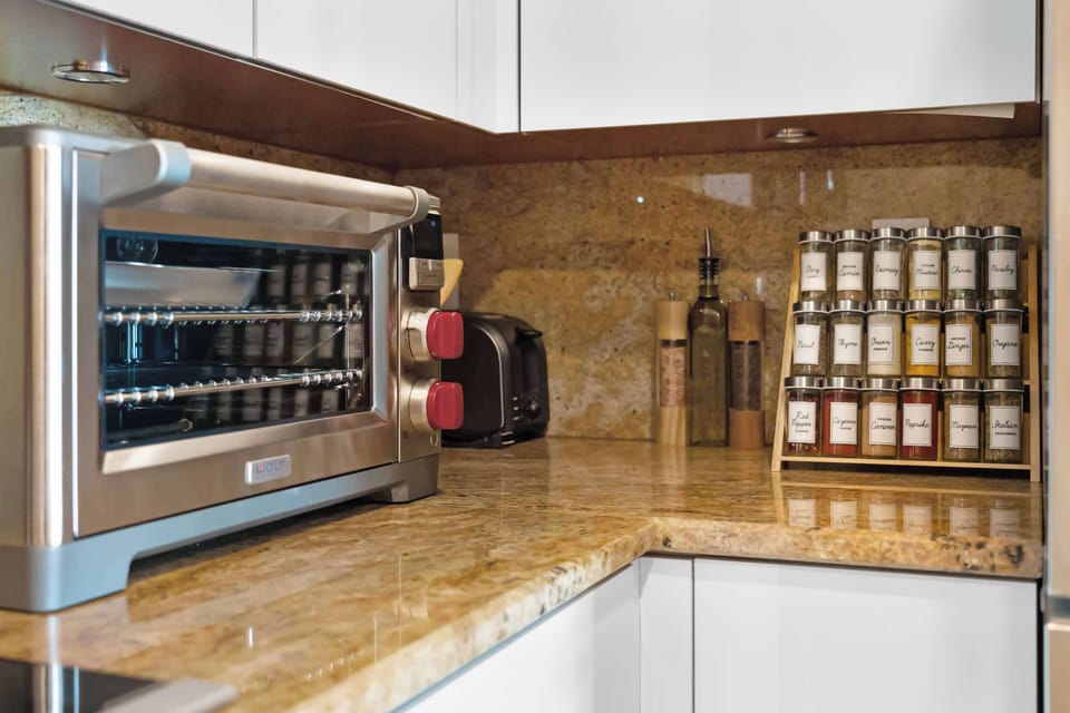 Wolf toaster oven and spice rack