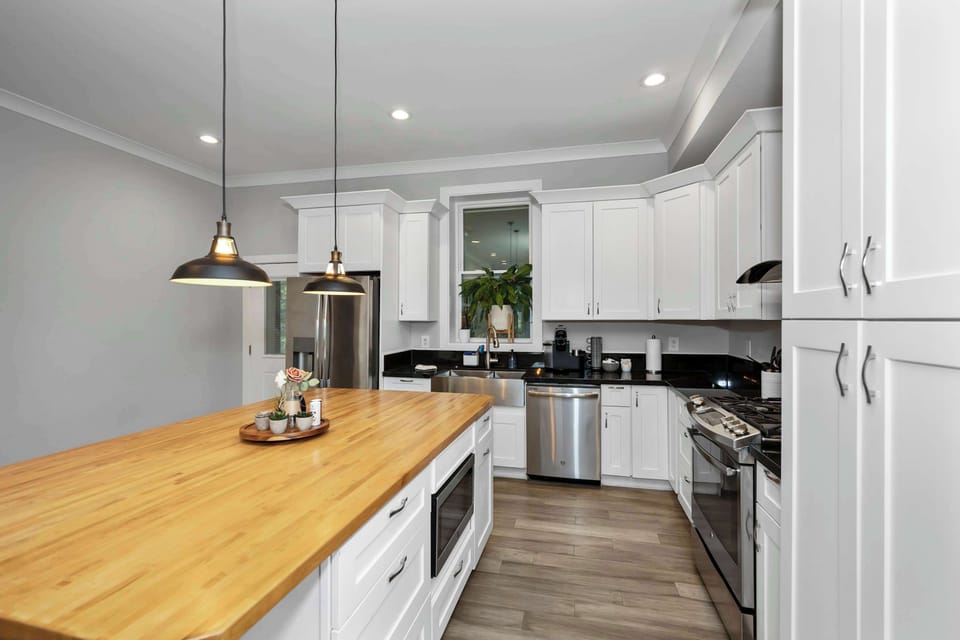 The updated kitchen is spacious & offers all the comforts of home