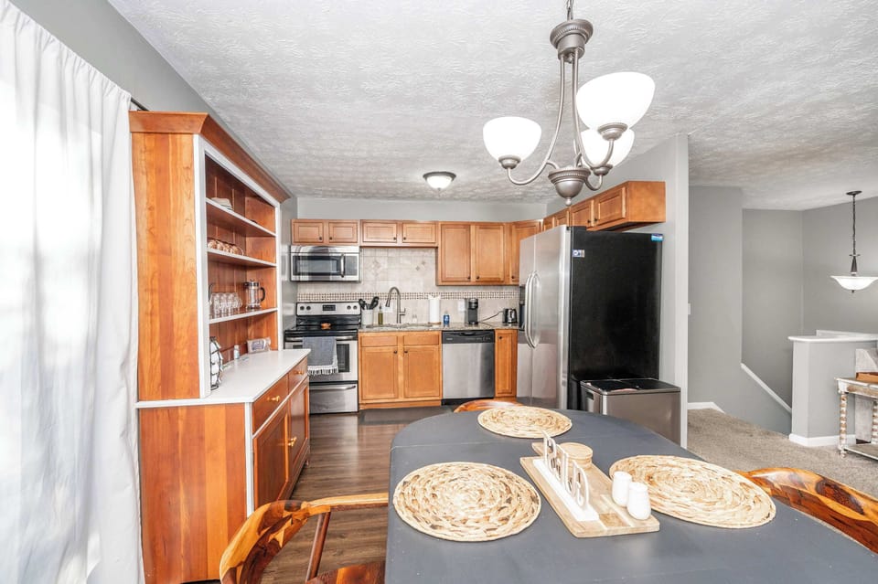 Gather for meals together at the dining table, with seating for 4