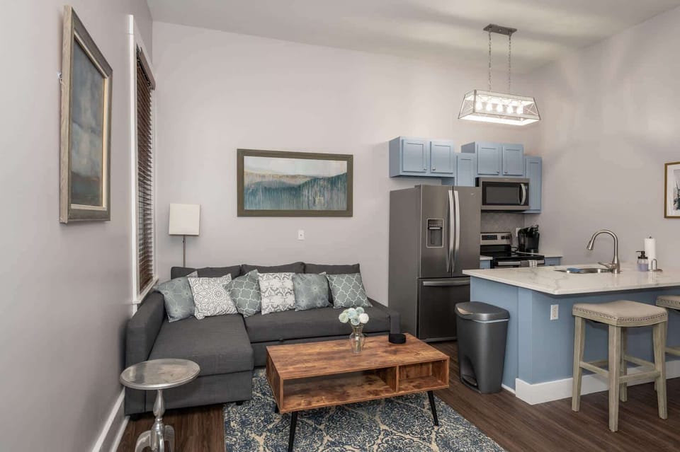 Apt 2 – Curl up for a movie on the queen-sized sleeper sofa in the living room