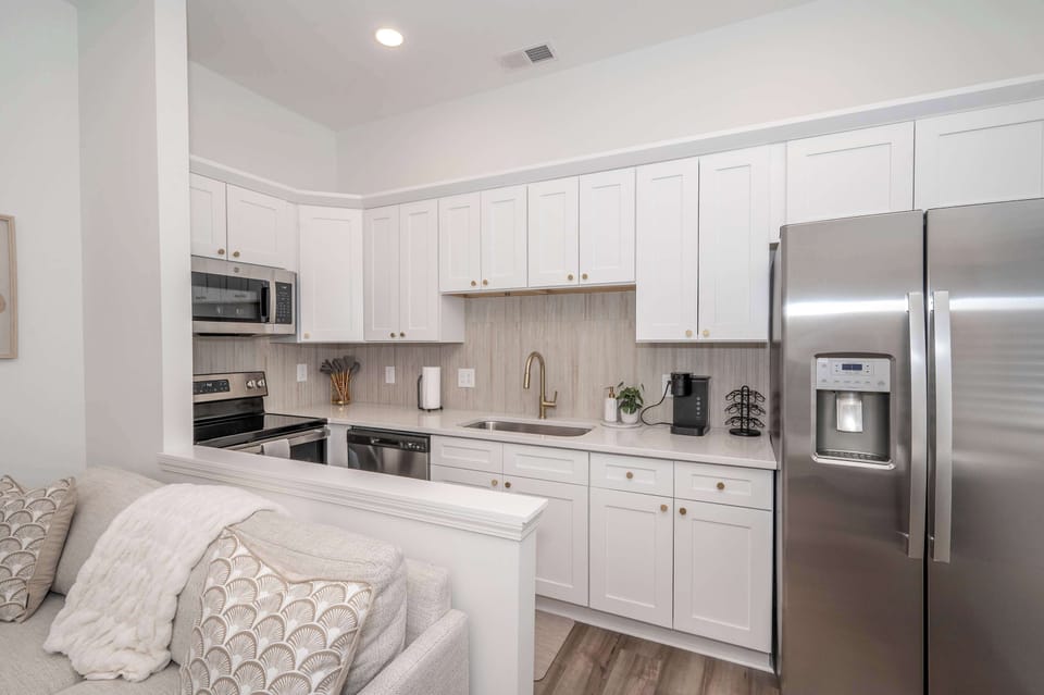 Prepare fabulous meals in the streamlined kitchen