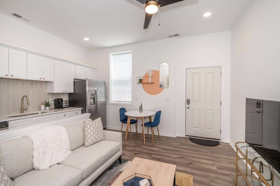 Enjoy the bright, airy living area while taking in your favorite streamed shows & movies