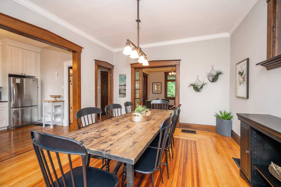 Gather for sophisticated meals together at the dining table, seating 8