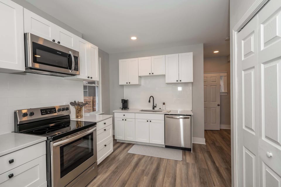 The kitchen is spacious & well equipped for your visit to Covington