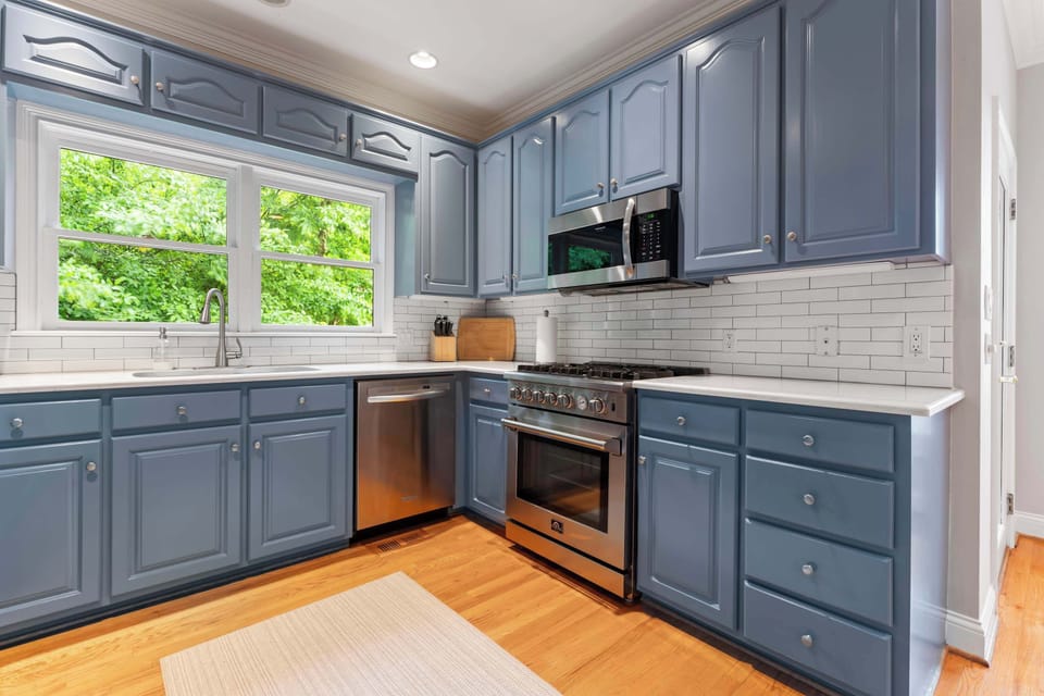 The open, airy kitchen offers ample space & all the comforts of home