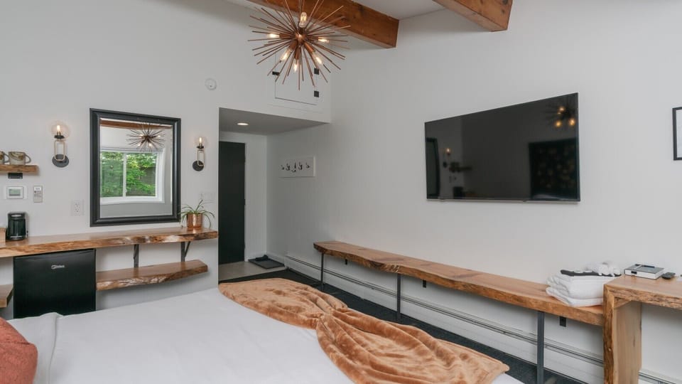 King size bedroom with live edge furniture
