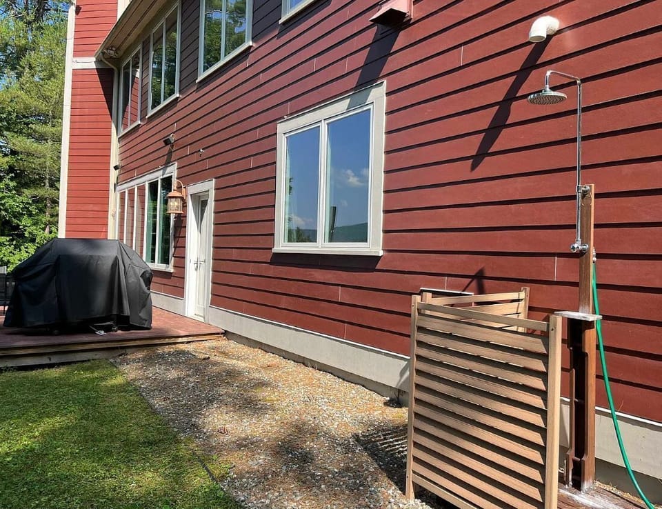 Outdoor shower available for use in the summer