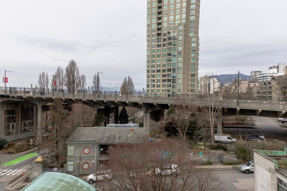 The bridge to Granville Island is just a minute away from home.