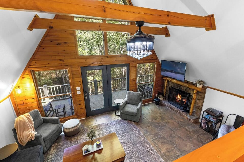 Build a cozy fire while listening to a record or watching tv.