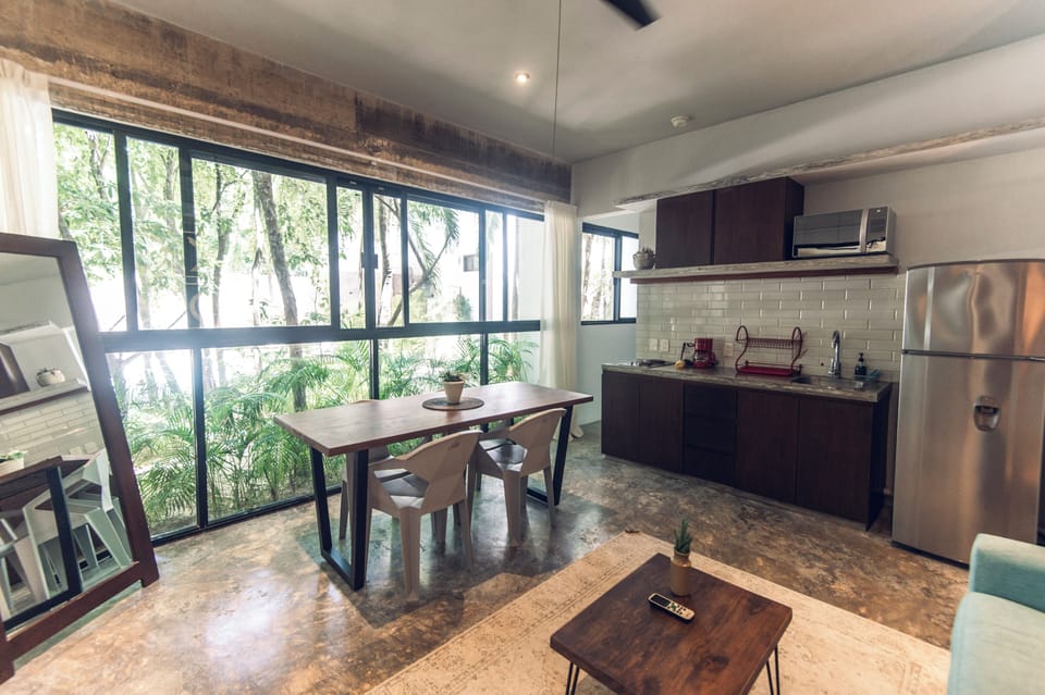 Superior Apartment | Private kitchen | Microwave, stovetop, blender, coffee grinder