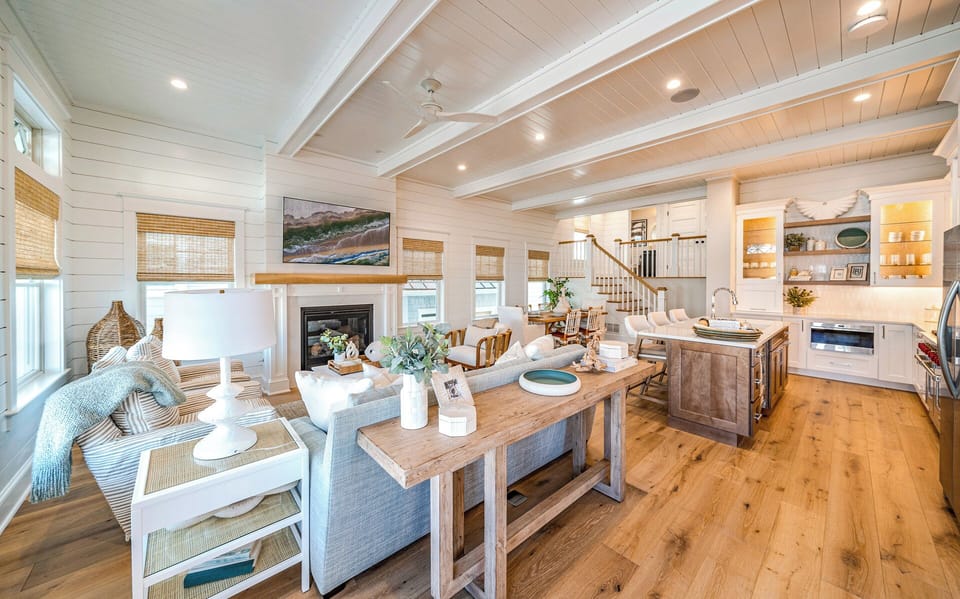 View of the living room and kitchen area
