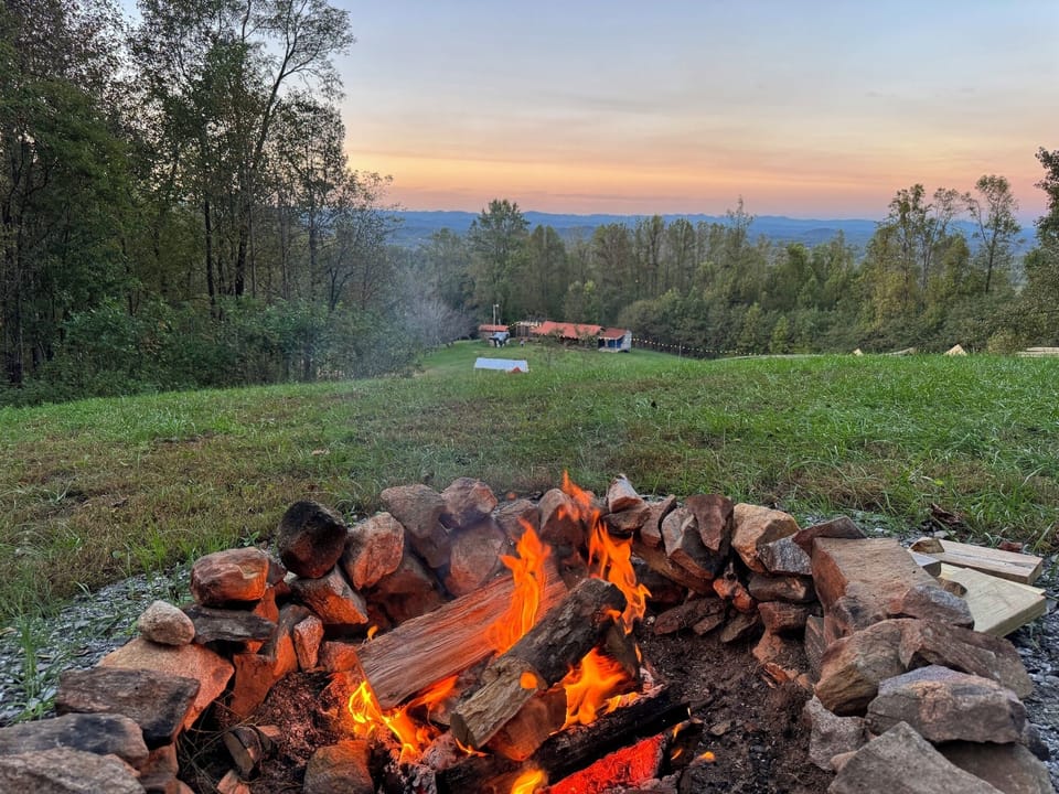Fire pit overlooking mountains