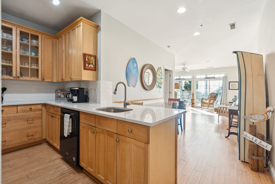 Kitchen flowing into Living Area
