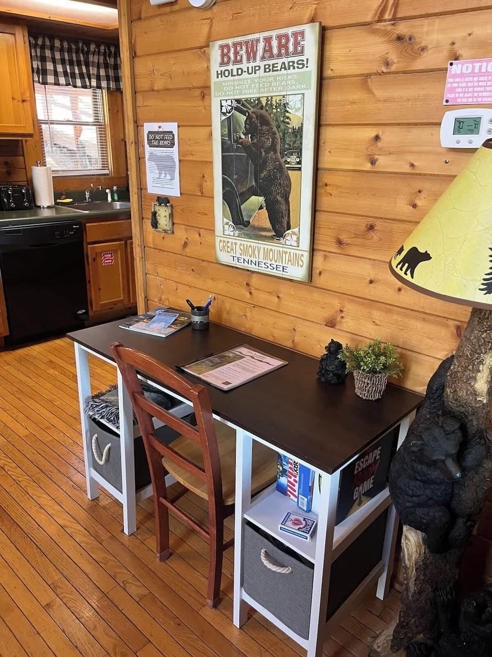 Workstation with desk, board games, children’s books, puzzles, playing cards