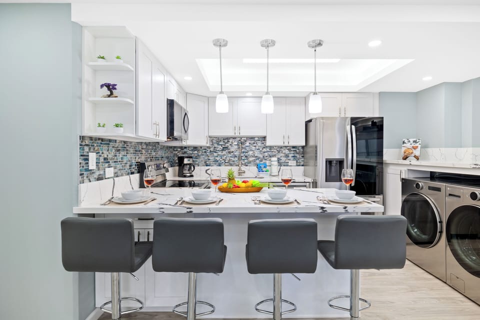 Family Apartment, 2 Bedrooms, 2 Bathrooms (0139) | Private kitchen | Coffee/tea maker, electric kettle, cleaning supplies, freezer