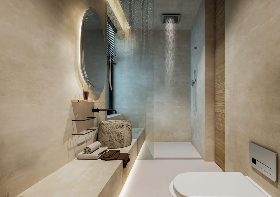 Luxury Double Room, 2 Bedrooms, Ocean View | Bathroom shower