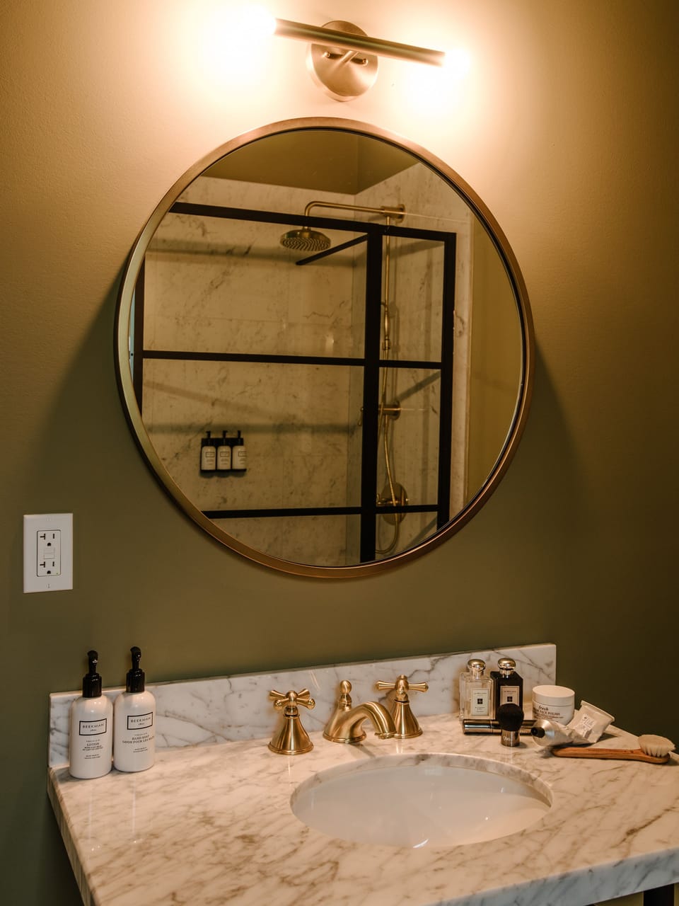 Designer toiletries, hair dryer, bathrobes, towels
