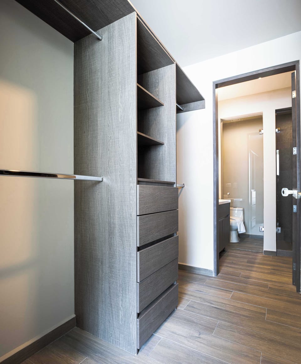 Walk-in closet with plenty of space to unpack comfortably.