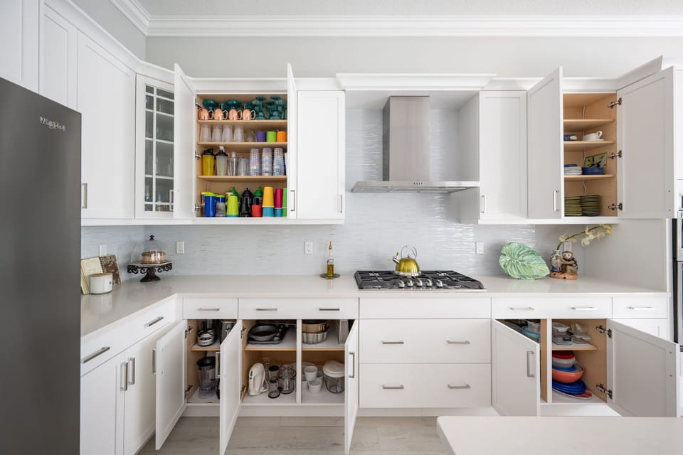The kitchen is fully stocked with all you need to cook up a great meal!