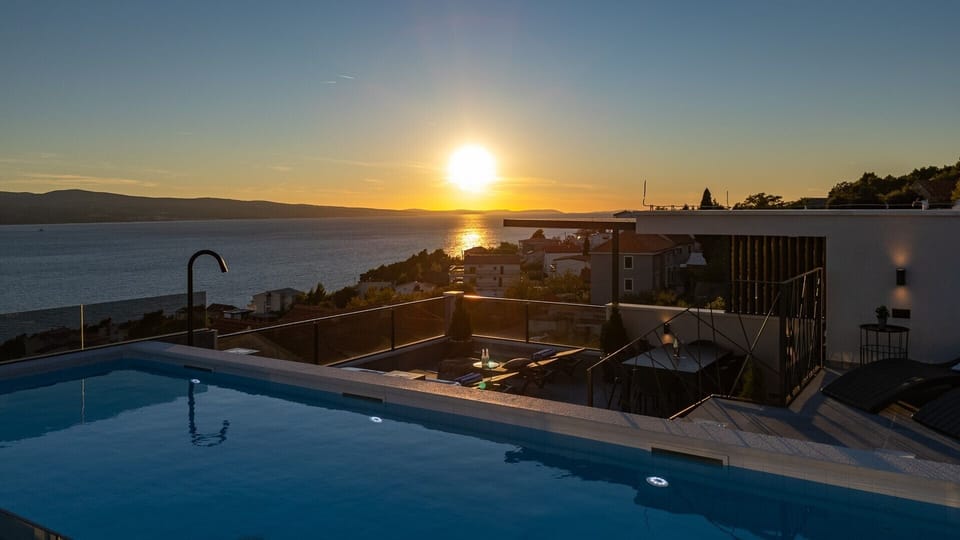NEW Seaview Villa Gabriel with a private heated pool and a hot tub