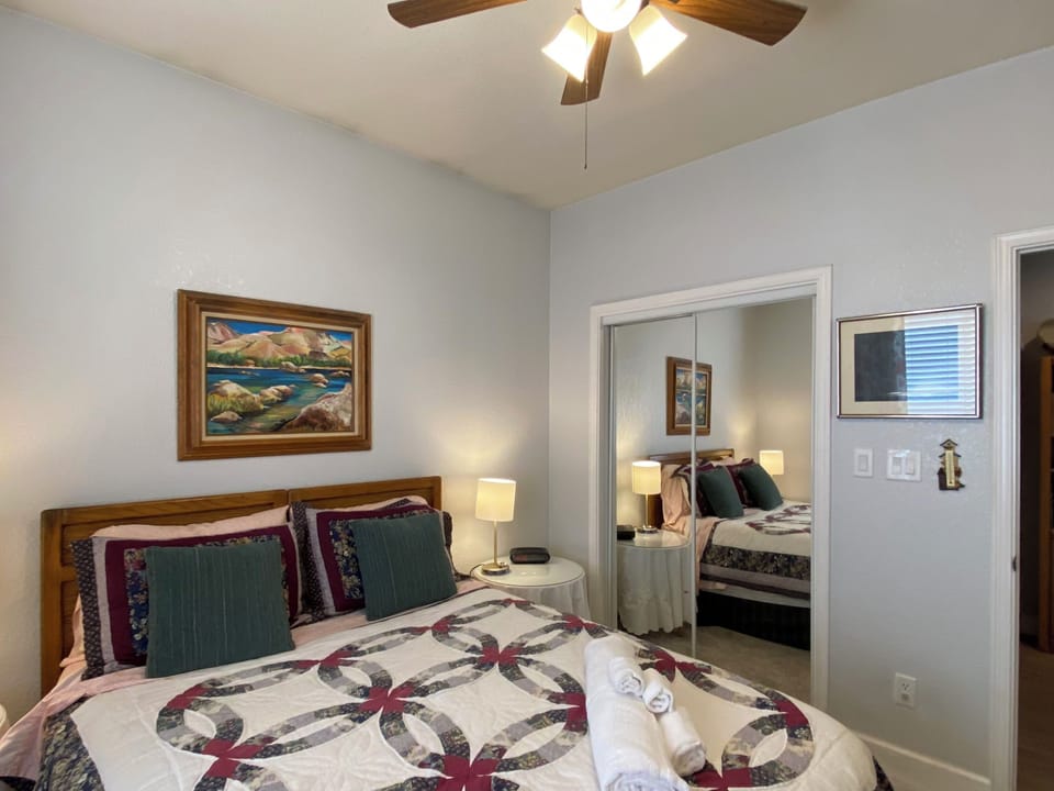 The closest has hangers and extra sheets and blankets.