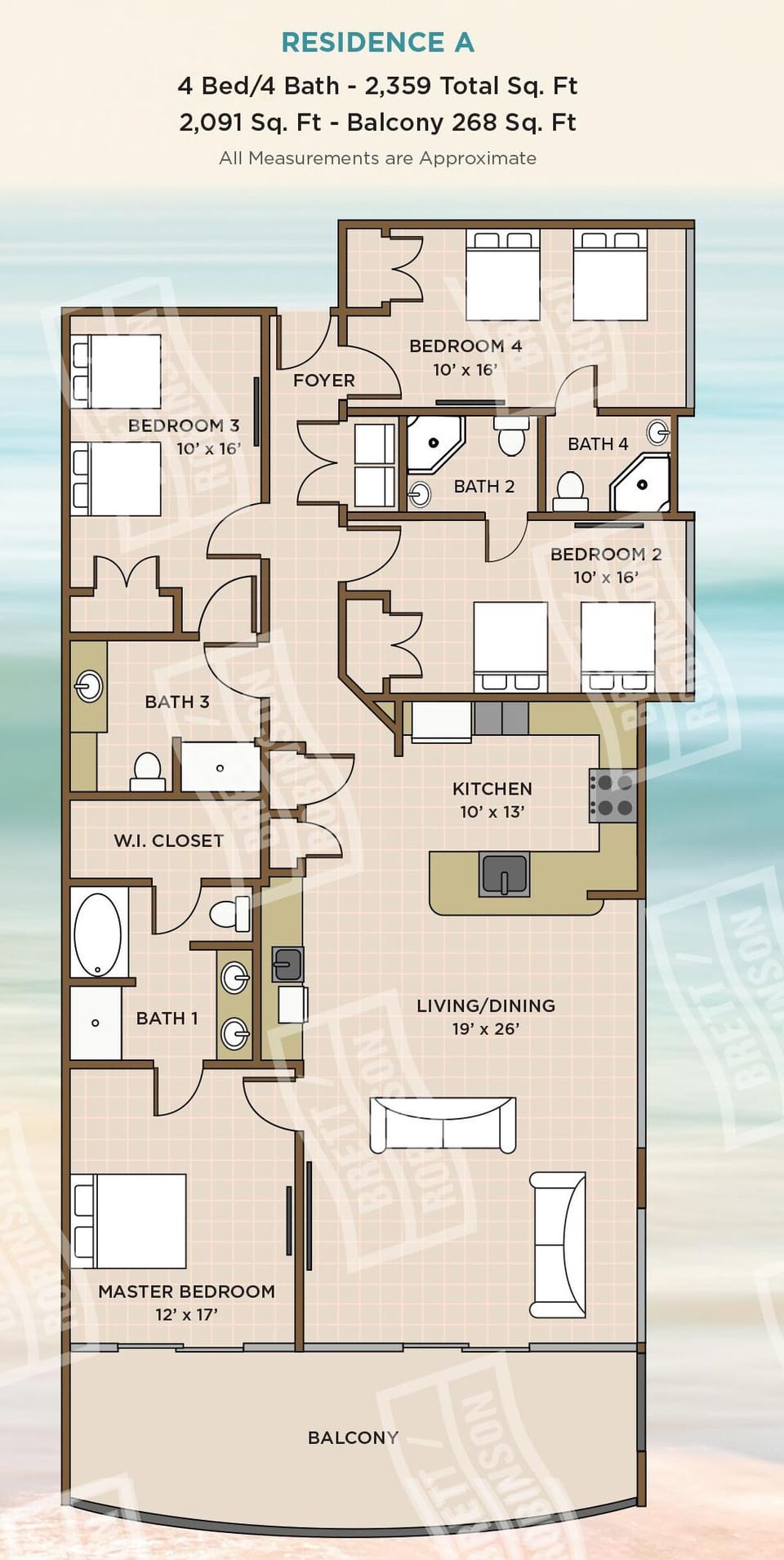 Explore this spacious 4 bedroom with en-suite baths for each bedroom and beachfront balcony access from the master suite