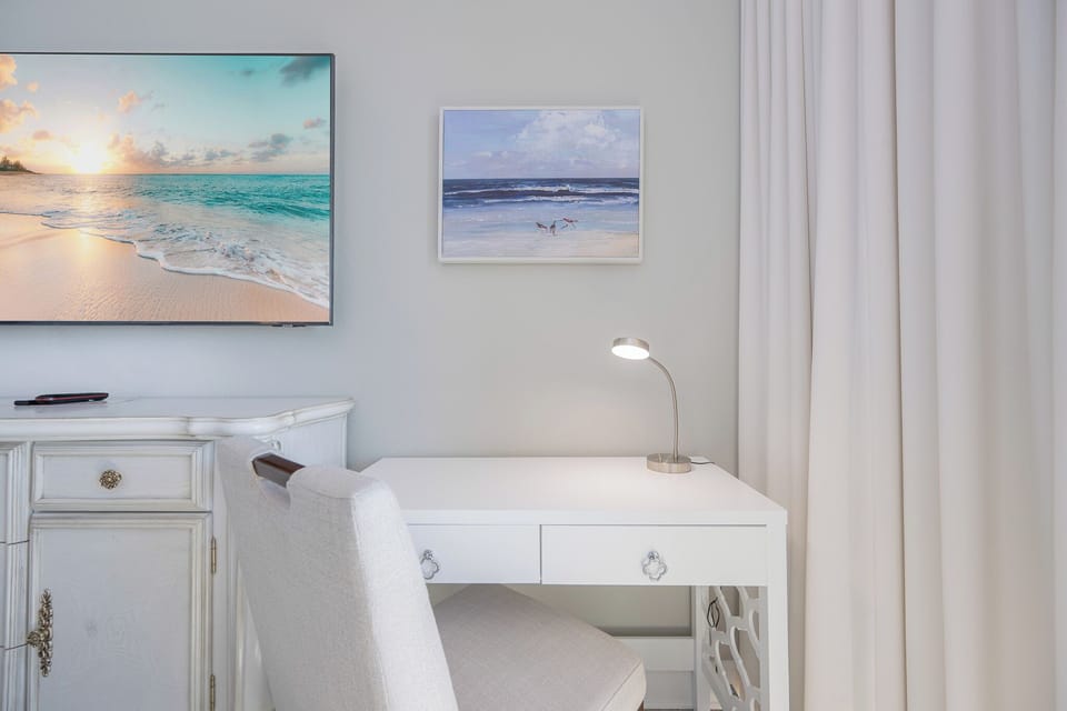Plan your next beach adventure or catch up on emails at this inspirational workspace