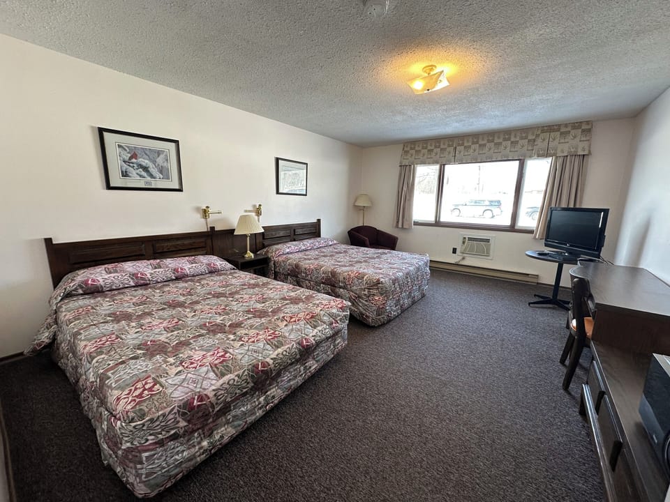 Economy Double Room, 2 Queen Beds | Individually furnished, desk, laptop workspace, iron/ironing board