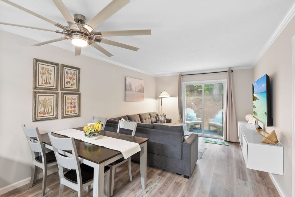 Dining area and living room