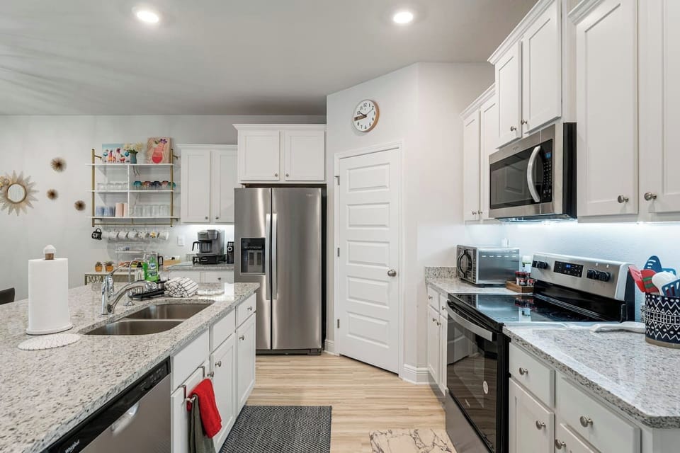 The kitchen is stocked with everything you'll need to be comfortable!