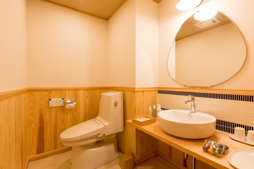 Japanese Western Room with Open Air Bath (Ayame) | Bathroom | Free toiletries, hair dryer, electronic bidet, towels