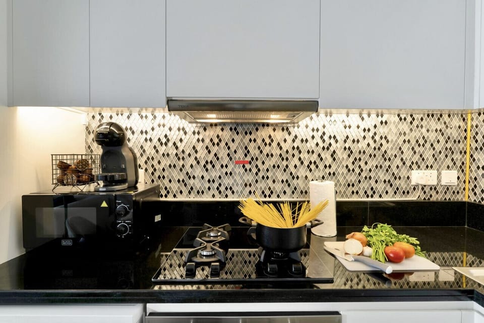 Fully stocked with cooking utensils and kitchen essentials