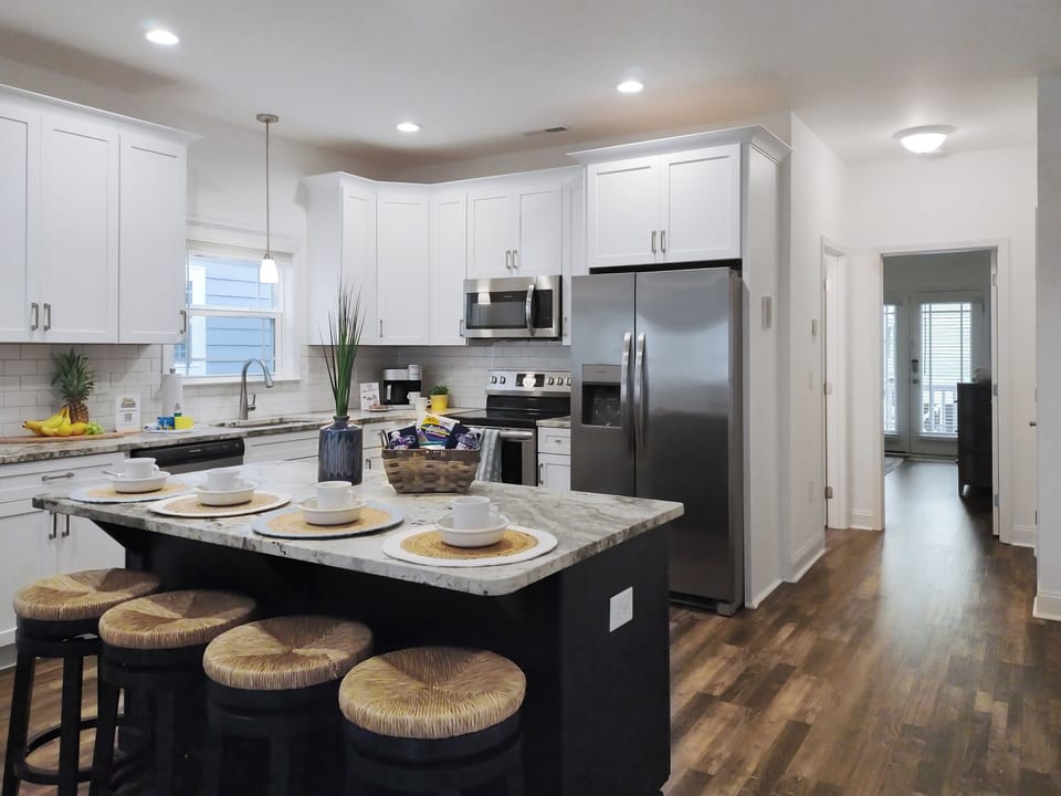 And our kitchen island seats another four