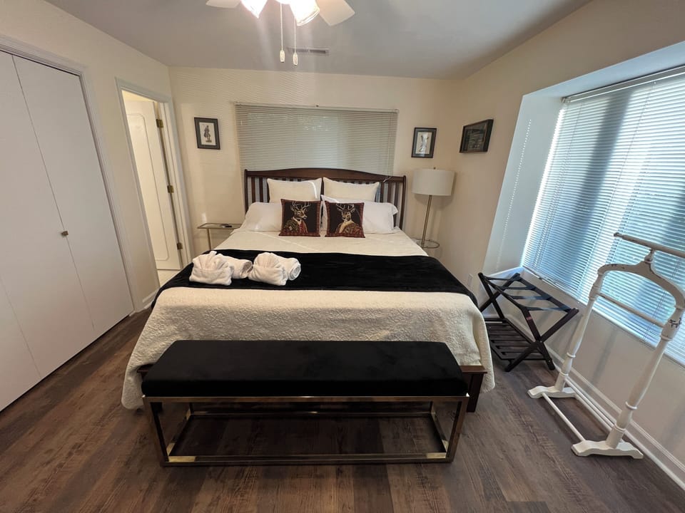 Main Floor King Bed with ensuite bathroom.