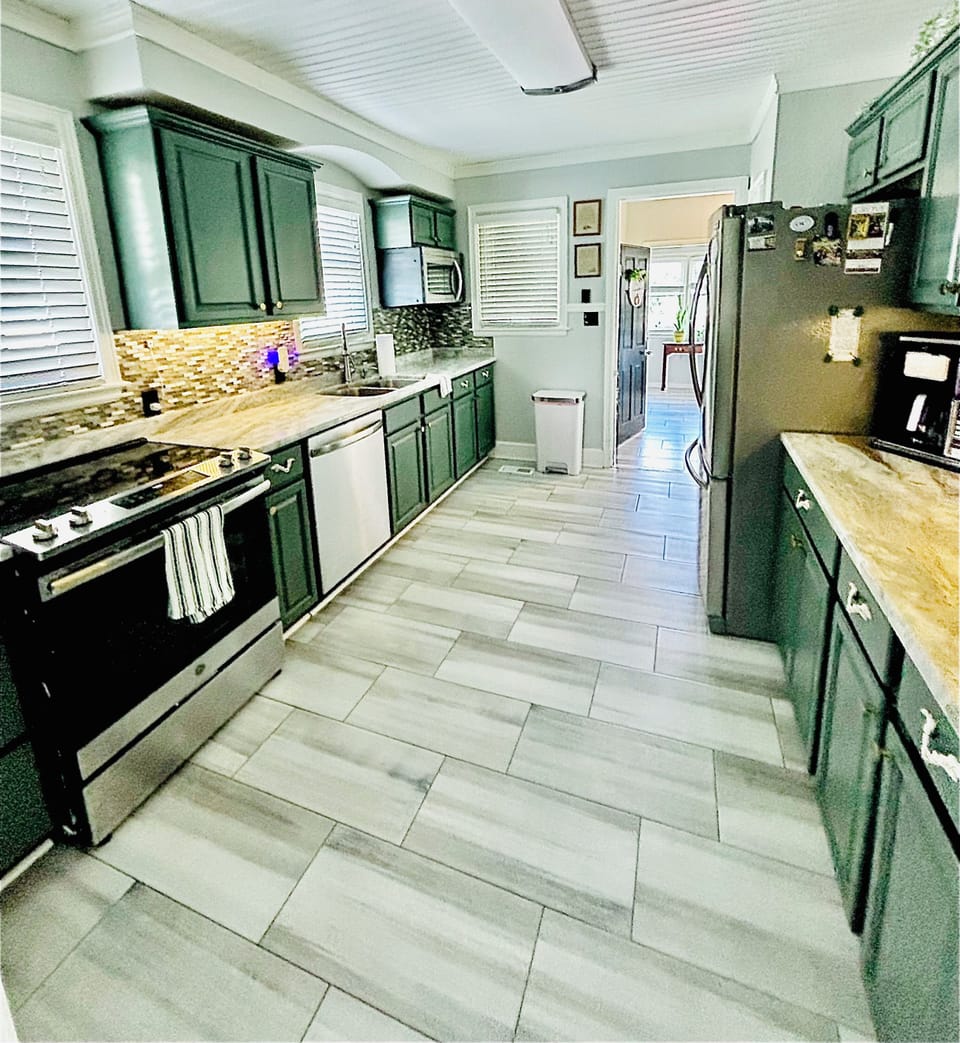 Newly renovated kitchen with stainless steel appliances