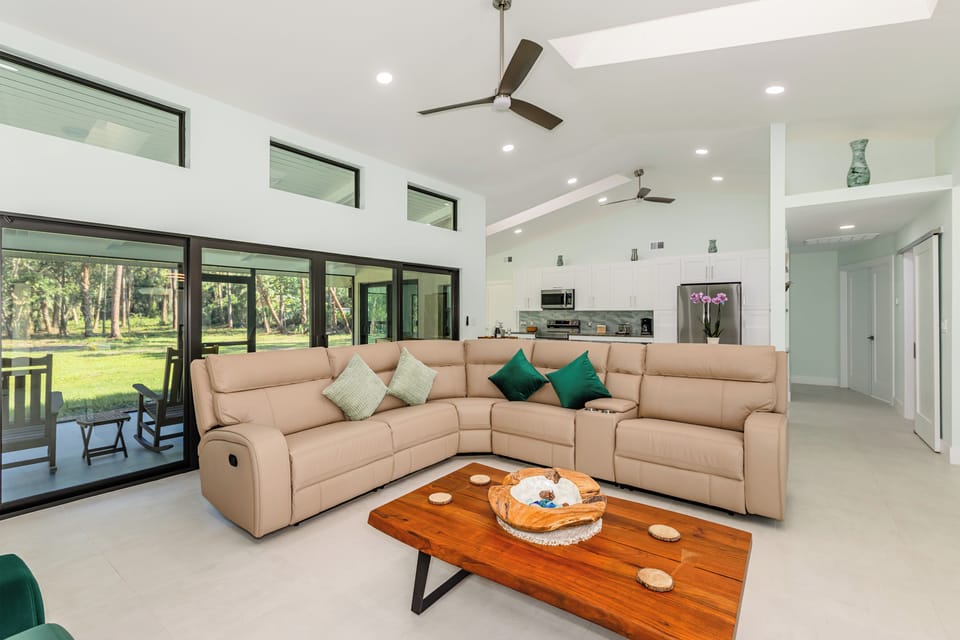 Cozy leaving room with comfortable couch
