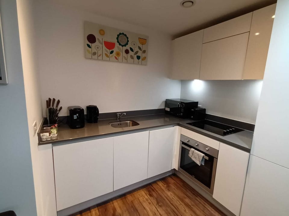 Apartment | Private kitchen | Fridge, microwave, oven, stovetop