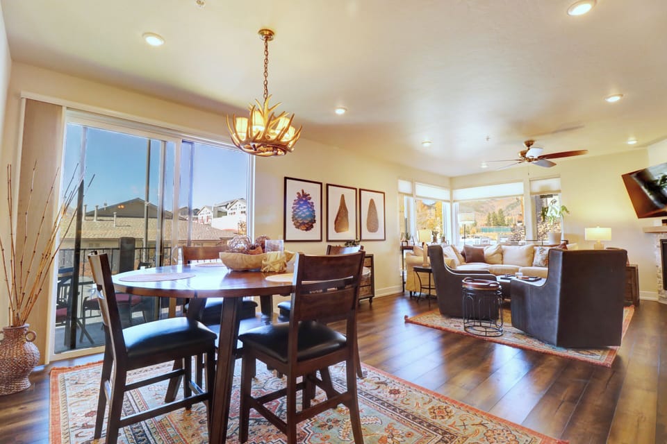 Open concept dining and living area.