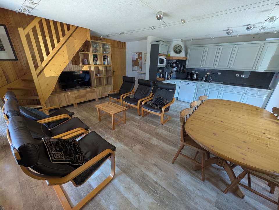 Living area and kitchen